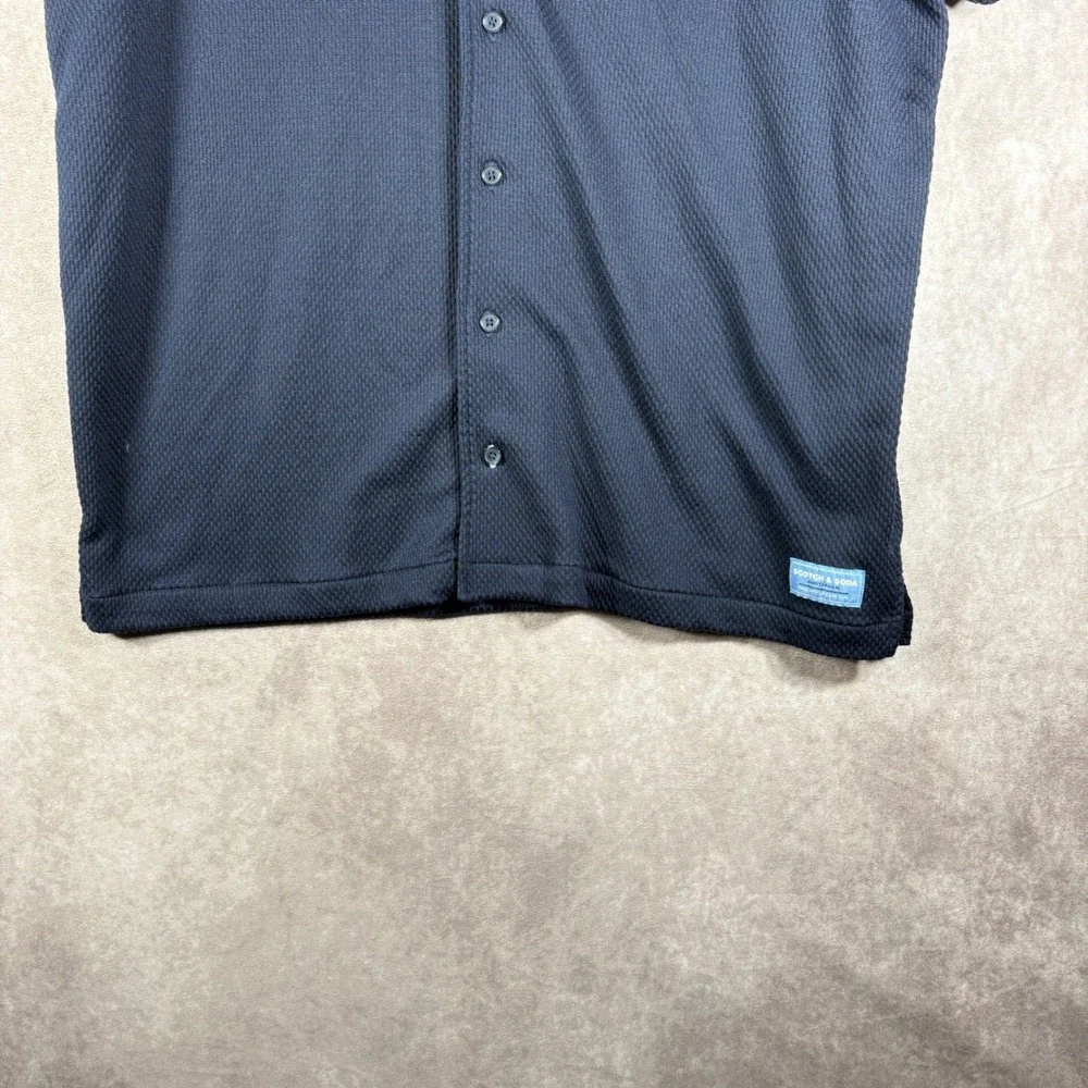 Scotch & Soda Camp Shirt Mens XL Navy Blue Textured Button Down Preppy Casual